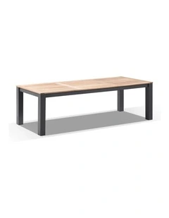 Balmoral 2.5m Outdoor Aluminium Teak Top Dining Table Charcoal