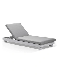 Santorini Aluminium Outdoor Sun Lounge White & Textured Olefin Grey Cushions