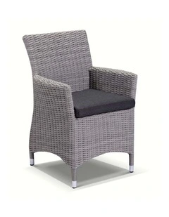 Sahara 10 Seat Outdoor Teak and Wicker Dining Setting Brushed Grey & Denim Cushions
