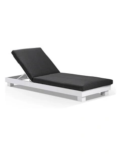 Santorini Aluminium Outdoor Sun Lounge White & Denim Grey Cushions