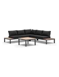 Nova Package A Outdoor Aluminium Modular Corner Lounge Charcoal & Denim Grey Cushions