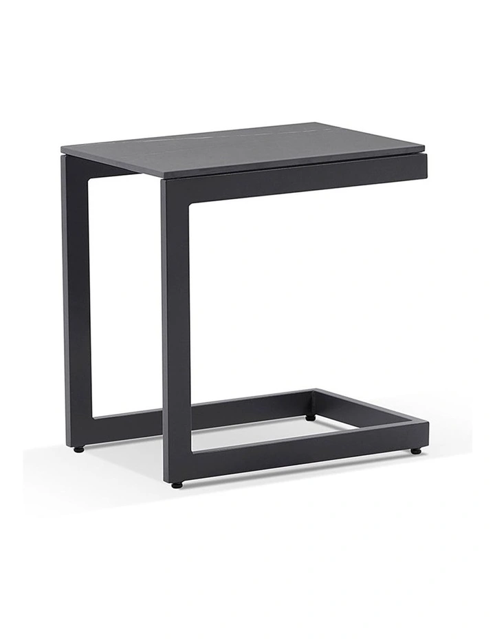 Hugo Outdoor Ceramic and Aluminium Side Table Charcoal image 2