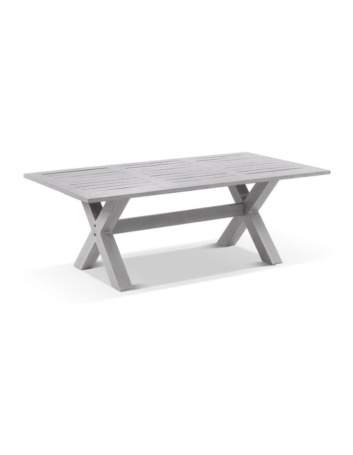 Aged Teak look Tahitian 2.1m Aluminium Dining Setting with Bench Seats image 3