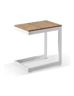 Balmoral Outdoor Aluminium and Teak Top Side Table White