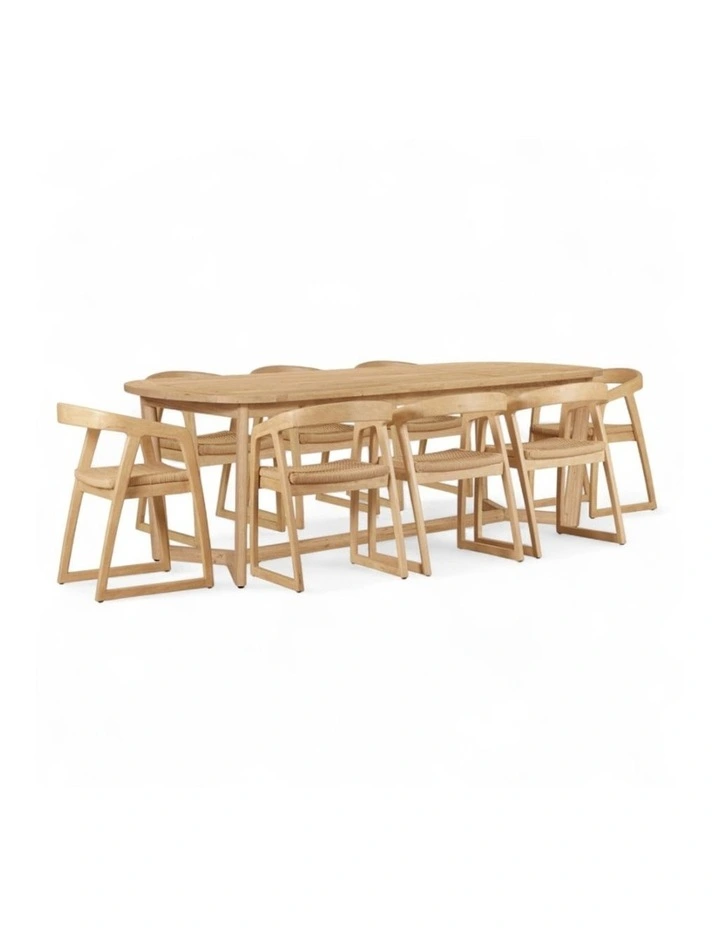 Kingscliff 8 Seater Rectangle Indoor Timber Dining Table And Chairs Setting image 1