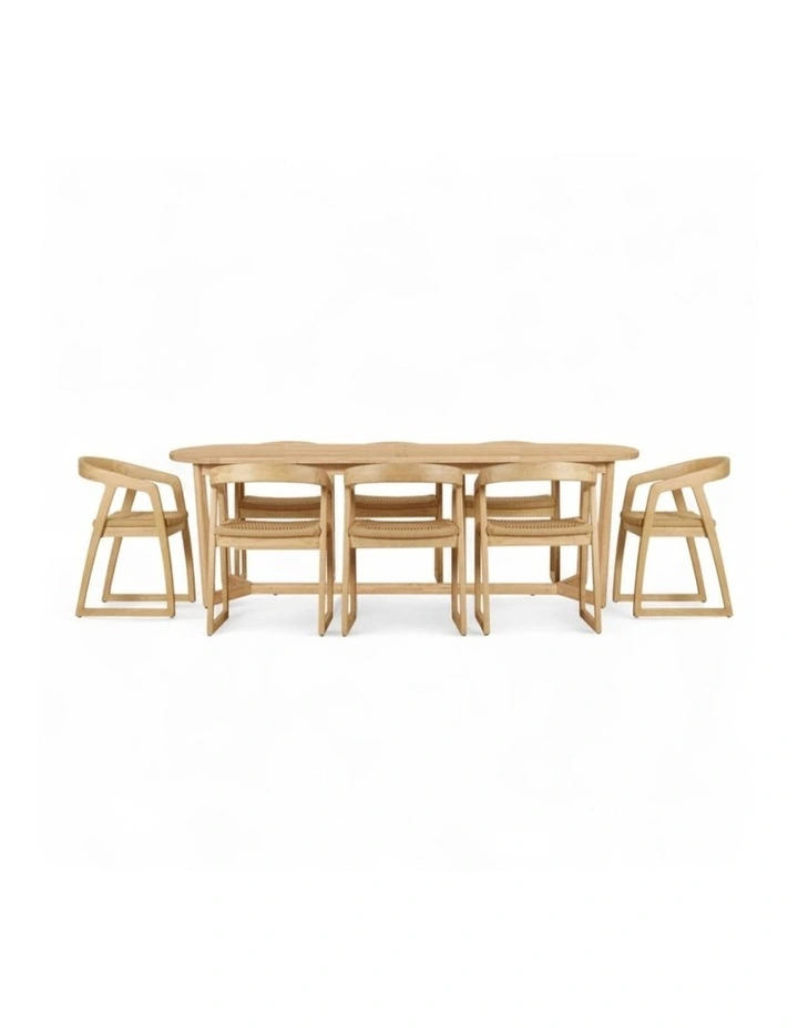 Kingscliff 8 Seater Rectangle Indoor Timber Dining Table And Chairs Setting image 2