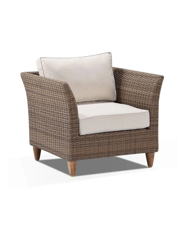 Carolina 2 2 1 Seater Outdoor Wicker Lounge Setting Brushed Wheat & Cream Cushions image 3
