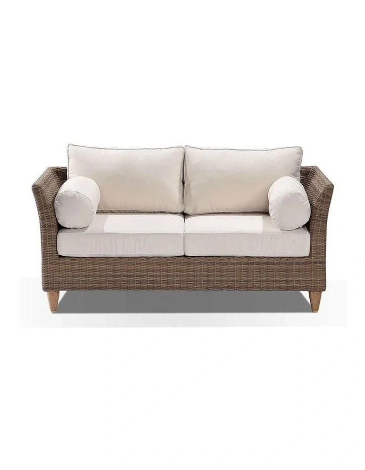 Carolina 2 2 1 Seater Outdoor Wicker Lounge Setting Brushed Wheat & Cream Cushions image 4