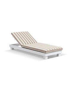 Santorini Aluminium Sun Lounge White With Sunbrella Cushion & Maxim Heather Beige Cushions