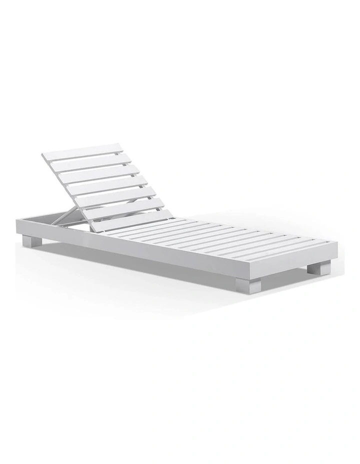 Santorini Aluminium Sun Lounge White With Sunbrella Cushion & Maxim Heather Beige Cushions image 2