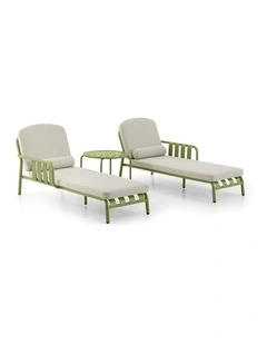 Mornington Outdoor Aluminium Sun Lounge Set with Side Table Seagrass