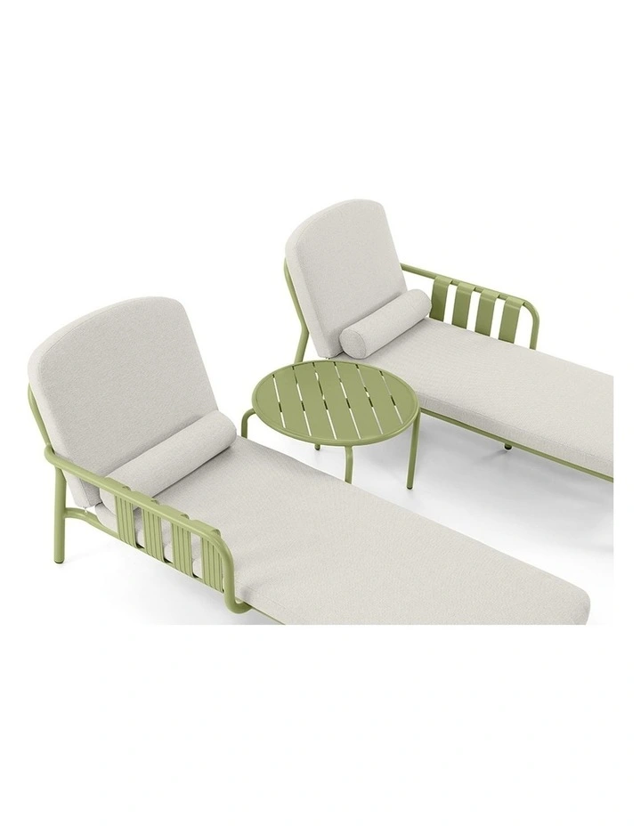Mornington Outdoor Aluminium Sun Lounge Set with Side Table Seagrass image 2