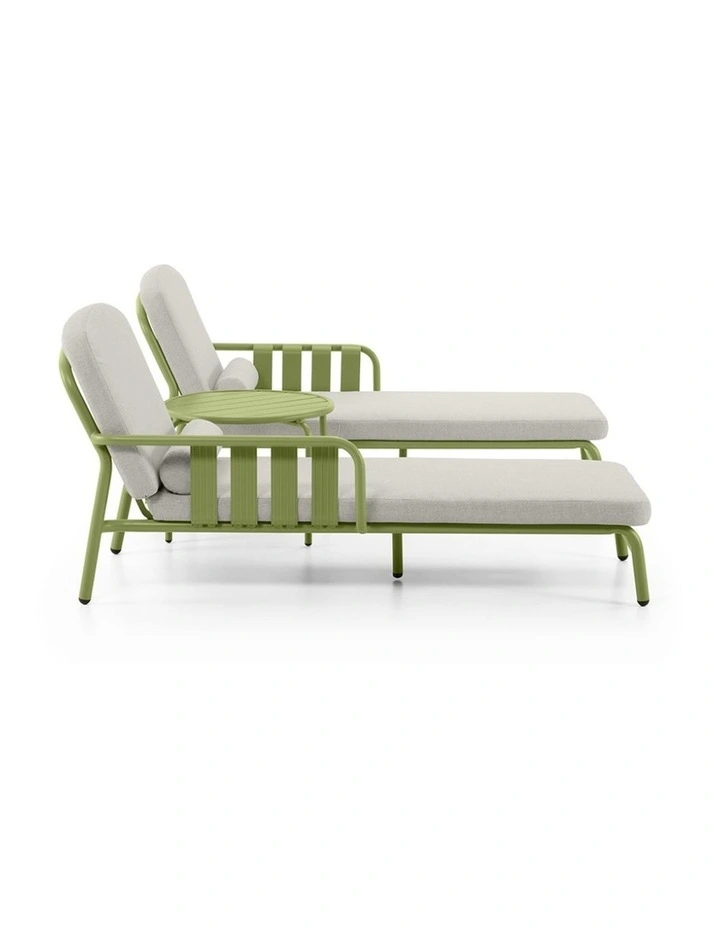 Mornington Outdoor Aluminium Sun Lounge Set with Side Table Seagrass image 3