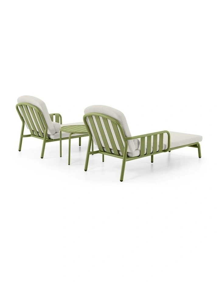 Mornington Outdoor Aluminium Sun Lounge Set with Side Table Seagrass image 4