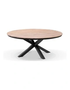 Tuscany Large Round 1.8m Outdoor Aluminium and Teak Top Dining Table Charcoal