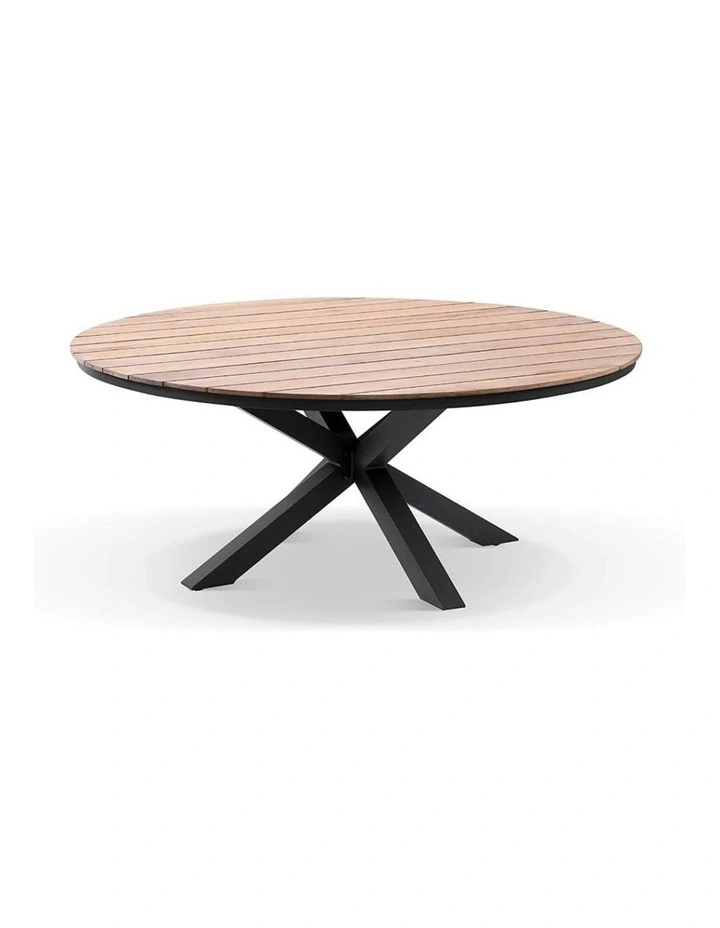 Tuscany Large Round 1.8m Outdoor Aluminium and Teak Top Dining Table Charcoal image 1