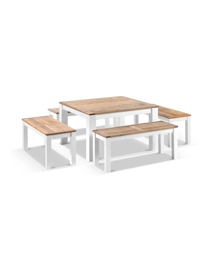 Balmoral Low Dining Coffee Table White With 4 Bench Seats image 1