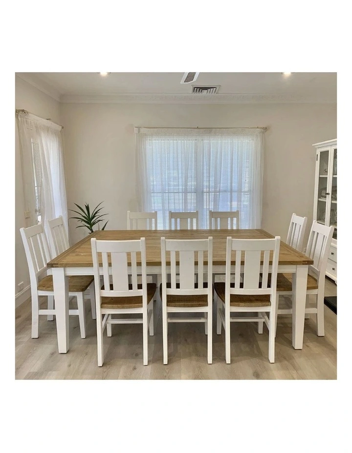 Leura Belle Large Rustic 10 Seater Dining Table and Chairs Setting image 2
