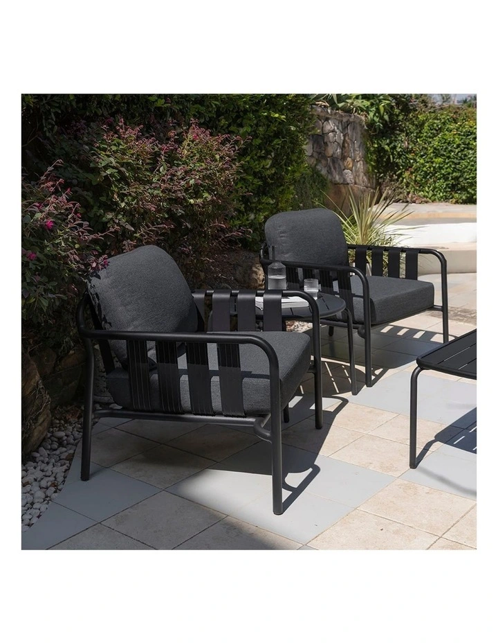 Mornington Outdoor 3 1 1 Lounge Setting with Coffee table and Side Midnight image 6