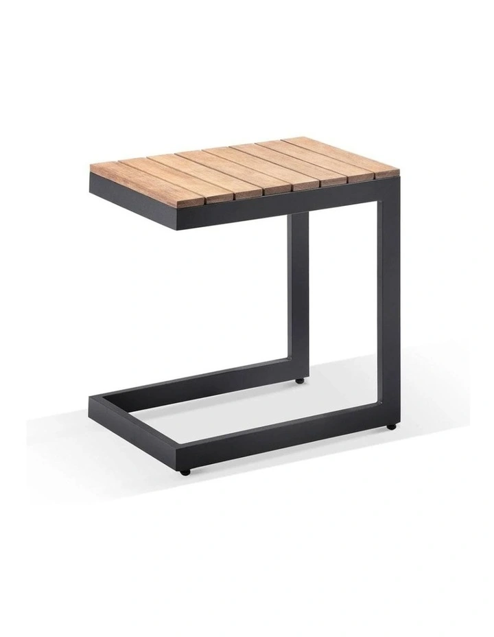 Nova Aluminium Lounge Charcoal With Bar Cart & Side Table Denim Grey Cushions image 5