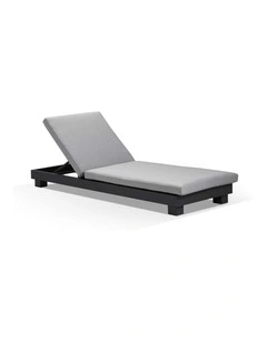 Santorini Aluminium Outdoor Sun Lounge Charcoal & Textured Olefin Grey Cushions