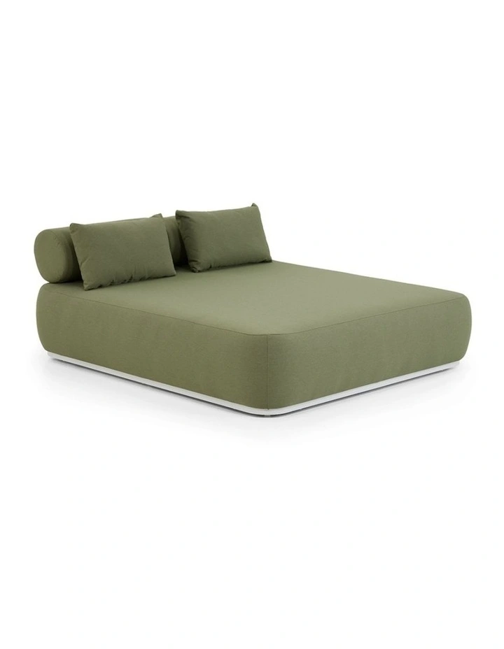 Norfolk Outdoor Aluminium Double Sun Lounge Daybed White & La Palma Green Cushions image 1