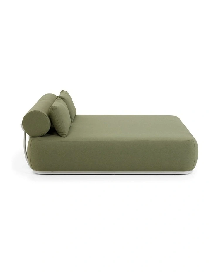 Norfolk Outdoor Aluminium Double Sun Lounge Daybed White & La Palma Green Cushions image 2