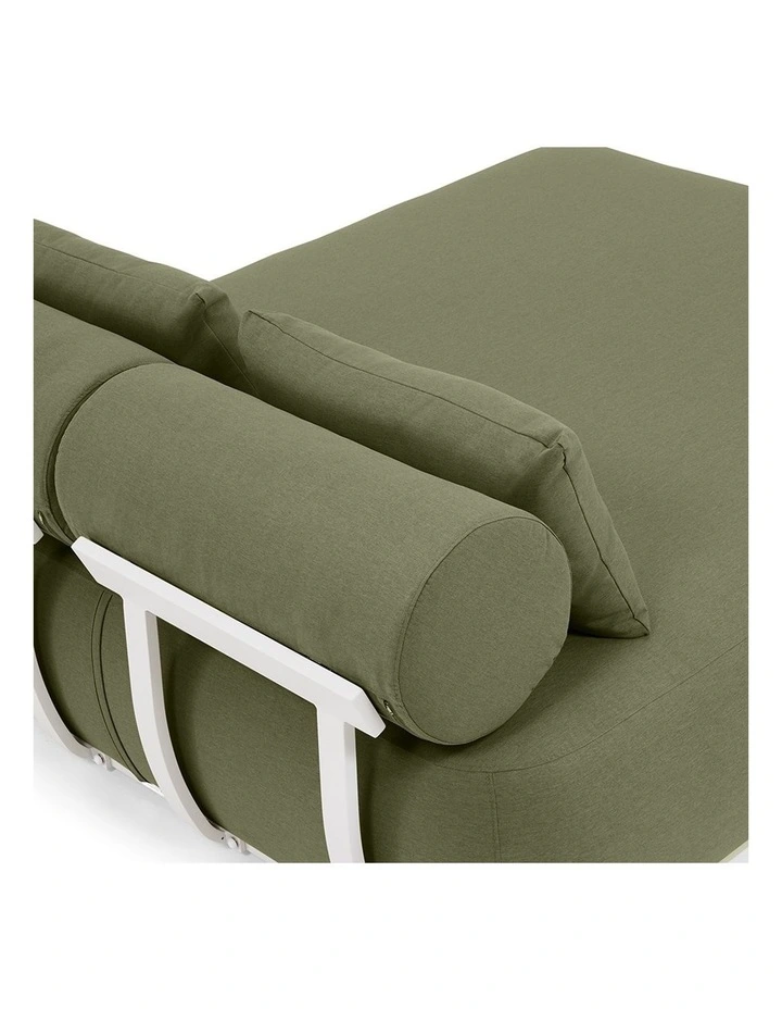 Norfolk Outdoor Aluminium Double Sun Lounge Daybed White & La Palma Green Cushions image 3