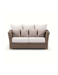 Coco 2 Seater Outdoor Wicker Lounge Brushed Wheat & Cream Cushions