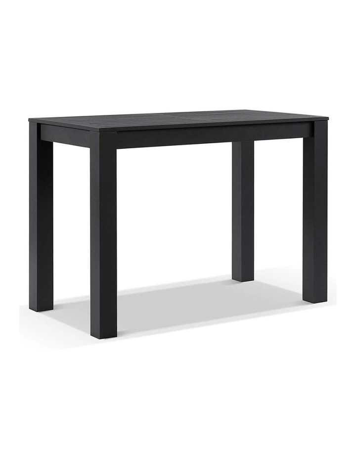 Santorini Outdoor Aluminium 1.5m Bar Table Charcoal With 4 stools & Denim Grey Cushions image 4