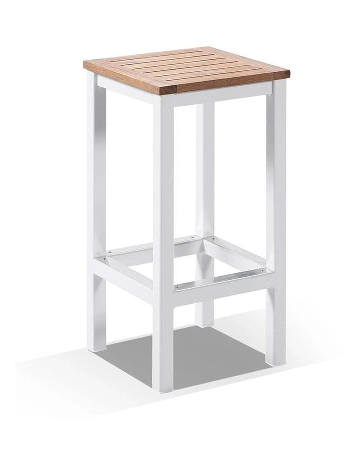 Balmoral 2m 6 Seater Teak Top and Aluminium Alfresco Bar Setting White image 2