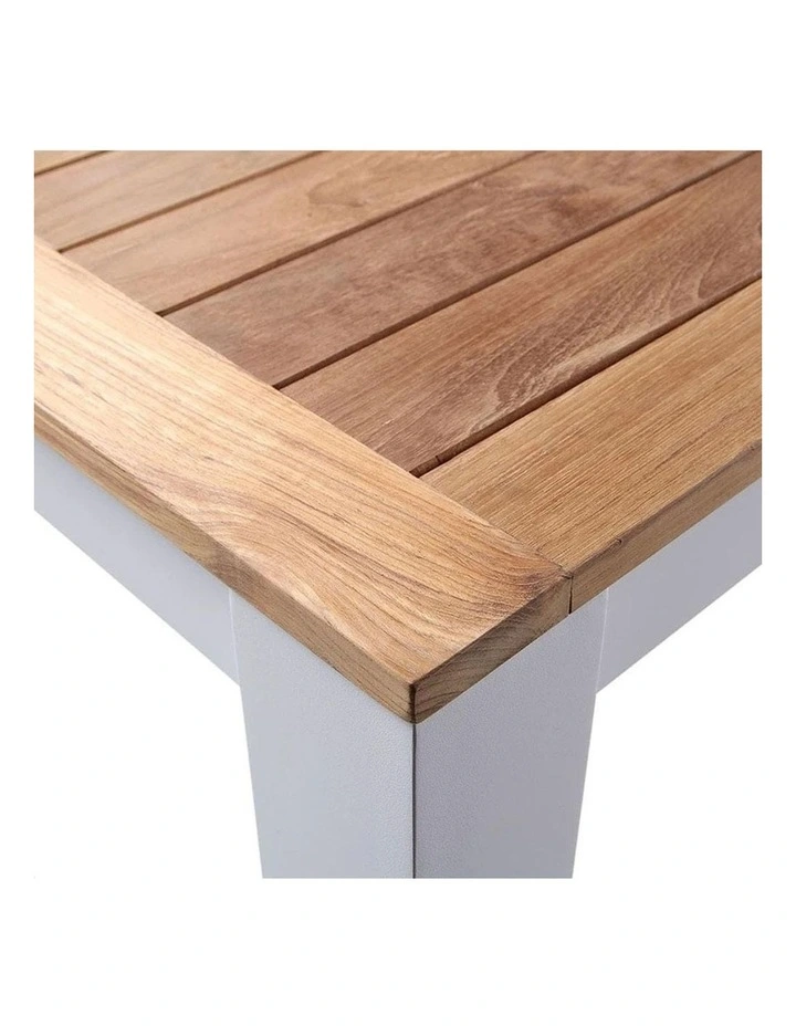 Balmoral 2m 6 Seater Teak Top and Aluminium Alfresco Bar Setting White image 6