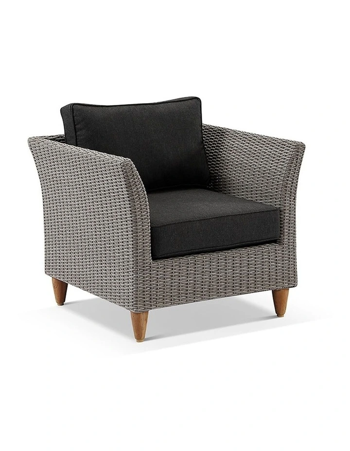 Carolina 3 2 1 Outdoor Wicker Lounge Setting Brushed Grey With coffee table & Denim Cushions image 7