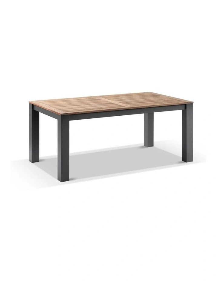 Balmoral 1.8m Outdoor Teak Top Aluminium Table Charcoal With 6 Watego Malawi Style Chairs & Cushions image 4