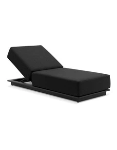 Whitehaven Outdoor Aluminium Single Sun lounge Charcoal & Denim Grey Cushions