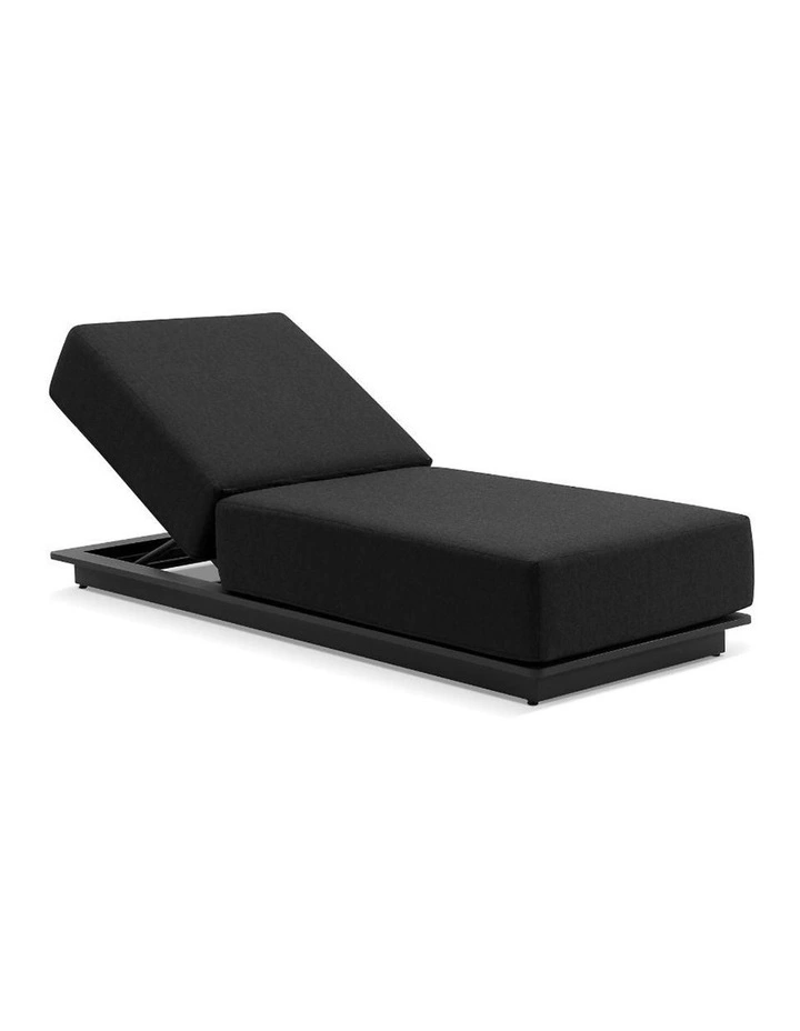 Whitehaven Outdoor Aluminium Single Sun lounge Charcoal & Denim Grey Cushions image 1
