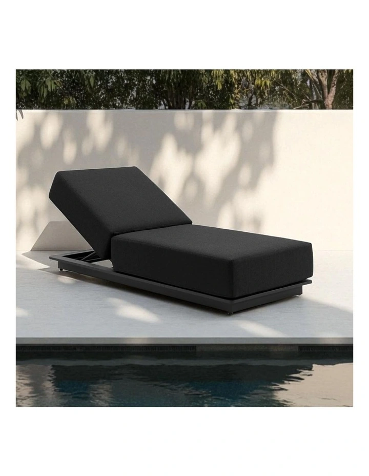Whitehaven Outdoor Aluminium Single Sun lounge Charcoal & Denim Grey Cushions image 6