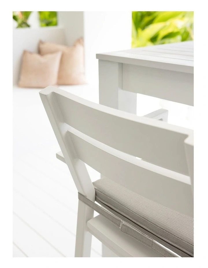 Santorini Outdoor Aluminium 2m Bar Table White With 6 stools & Textured Grey Cushions image 6