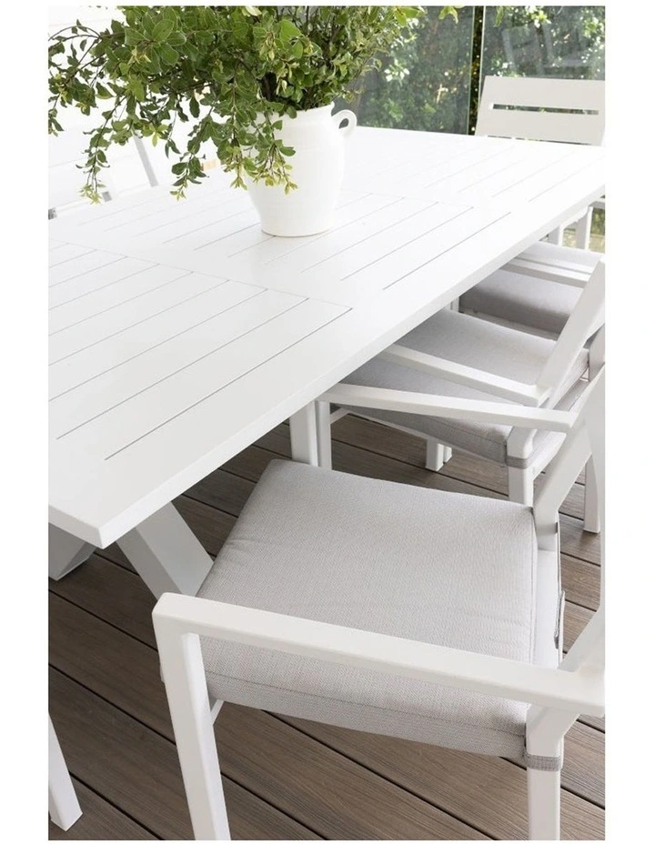 Tahitian 2.1m Outdoor Aluminium Rectangle Dining Table in White image 3