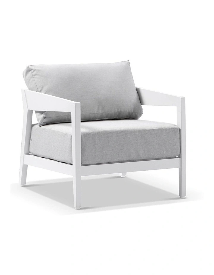 Bronte 3 1 1 Outdoor Aluminium Lounge Setting Charcoal With Coffee Table & Denim Grey Cushions image 2