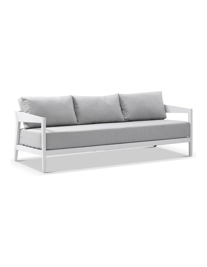 Bronte 3 1 1 Outdoor Aluminium Lounge Setting Charcoal With Coffee Table & Denim Grey Cushions image 3