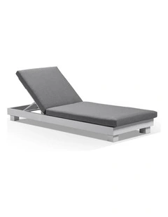 Santorini Aluminium Sun Lounge White With Sunbrella Cushion & Cast Slate Cushions