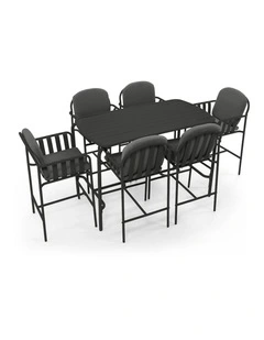 Mornington Outdoor 1.5m Bar Setting with 6x Stools Midnight
