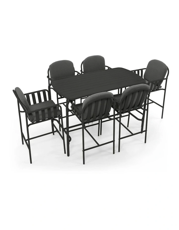 Mornington Outdoor 1.5m Bar Setting with 6x Stools Midnight image 1