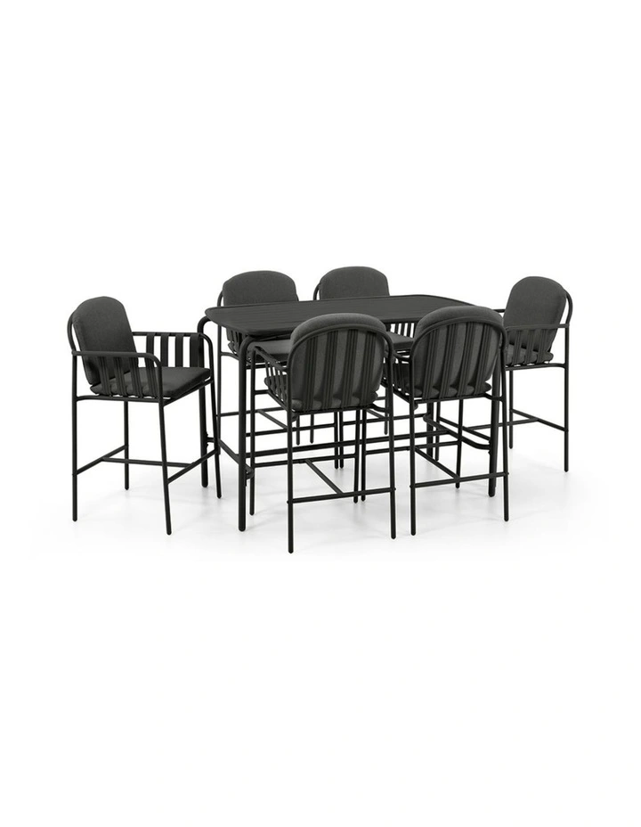 Mornington Outdoor 1.5m Bar Setting with 6x Stools Midnight image 3