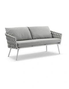 Lismore 2 Seater Outdoor Aluminium and Rope Lounge White & Grey Rope/Textured Olefin