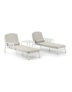 Mornington Outdoor Aluminium Sun Lounge Set with Side Table White