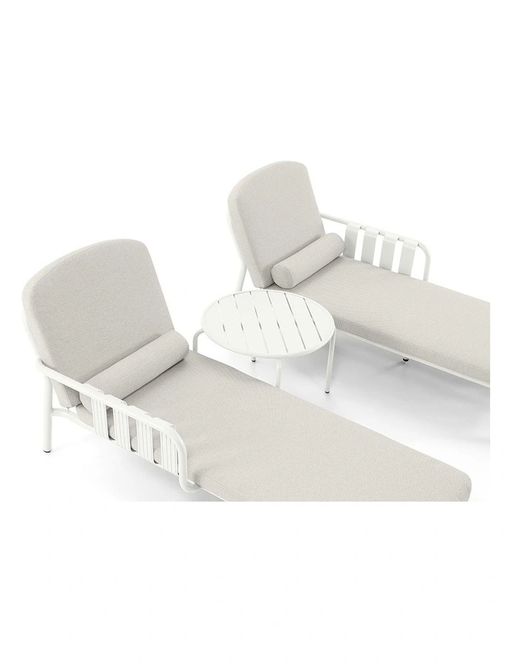 Mornington Outdoor Aluminium Sun Lounge Set with Side Table White image 2