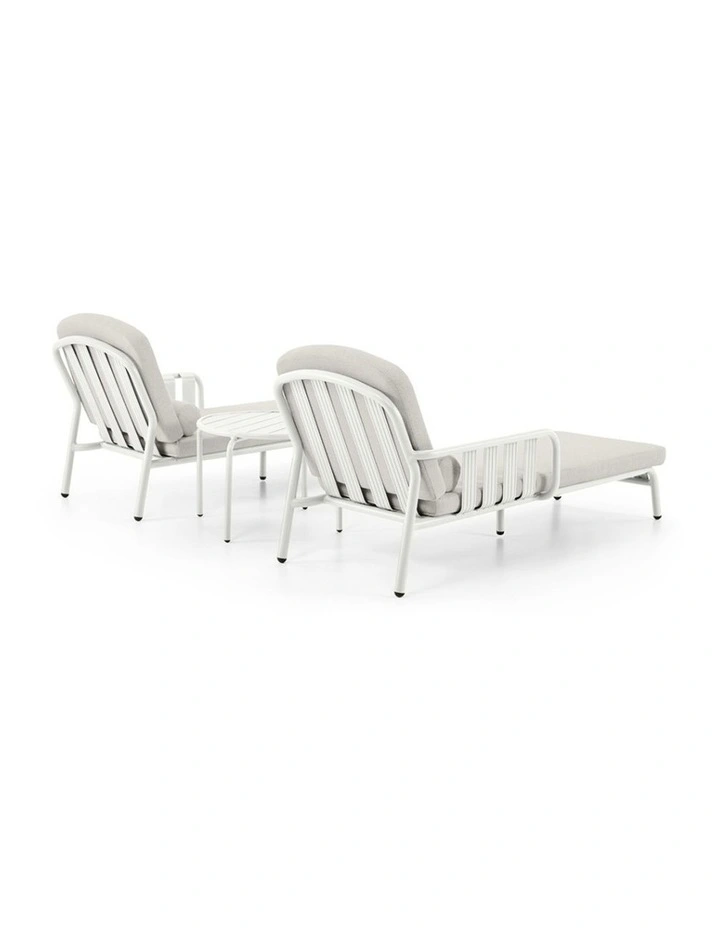 Mornington Outdoor Aluminium Sun Lounge Set with Side Table White image 3