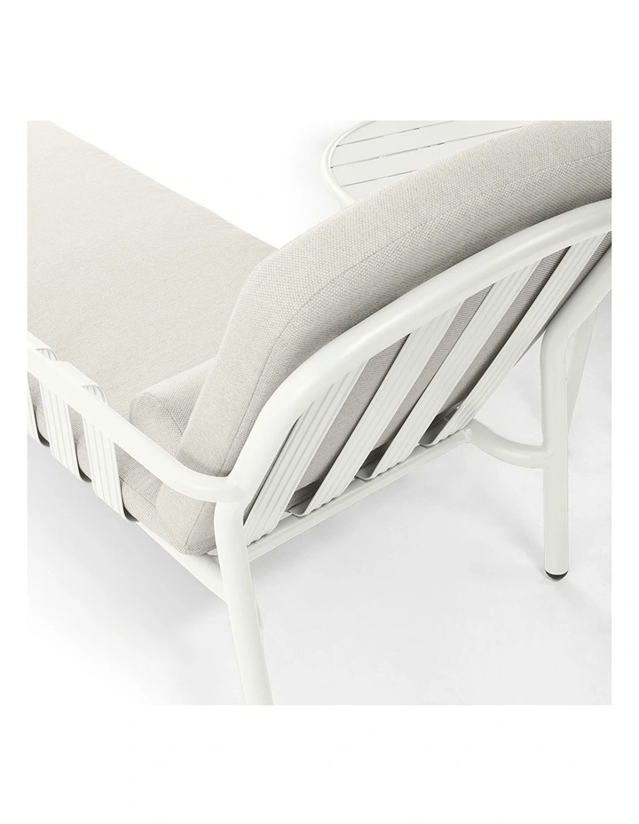 Mornington Outdoor Aluminium Sun Lounge Set with Side Table White image 4